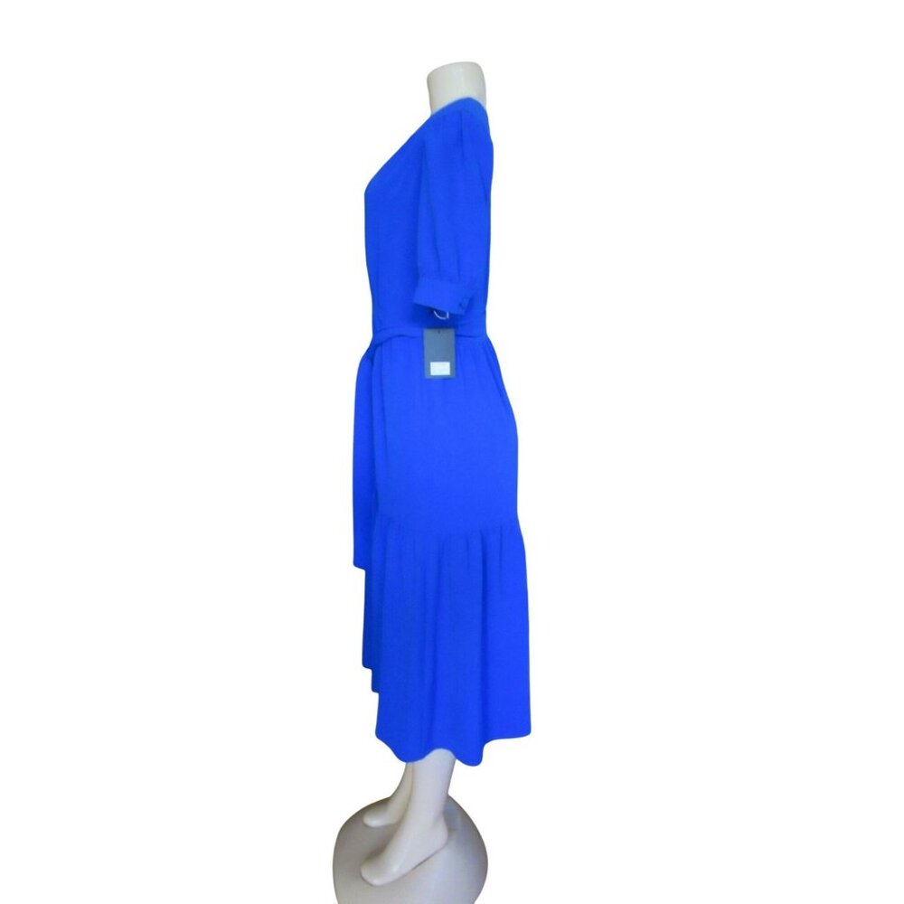 NWT, DKNY Blue Short Sleeve Tiered Midi Dress Size 4 With Belt - Picture 5 of 8